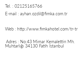 Fimka Hotel iletiim bilgileri